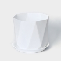 Горшок с поддоном &laquo;Призма&raquo;, 2,6 л, цвет белый
