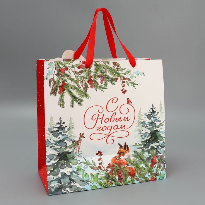 Пакет подарочный новогодний &laquo;Зайчик&raquo;, 30 х 30 х 15 см, Новый год