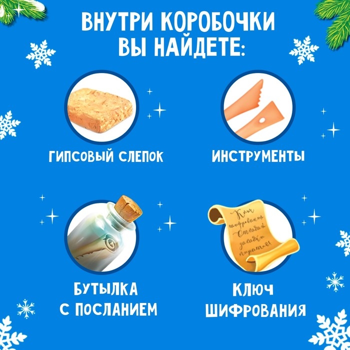 Набор для раскопок &laquo;Послание от Деда Мороза&raquo; бутылочка, камни