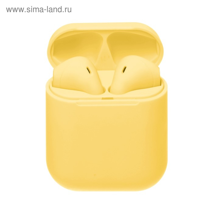 Наушники беспроводные Luazon i12, TWS, BT 5.0, 35/300 мАч, сенсор, матовые, жёлтые