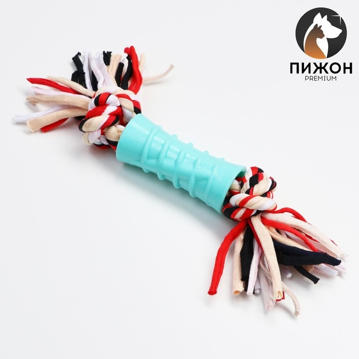 Игрушка-трубка с резьбой на канате Игрушка-трубка с резьбой на канате "Фонтан", трубка 7,5 см, микс цветов