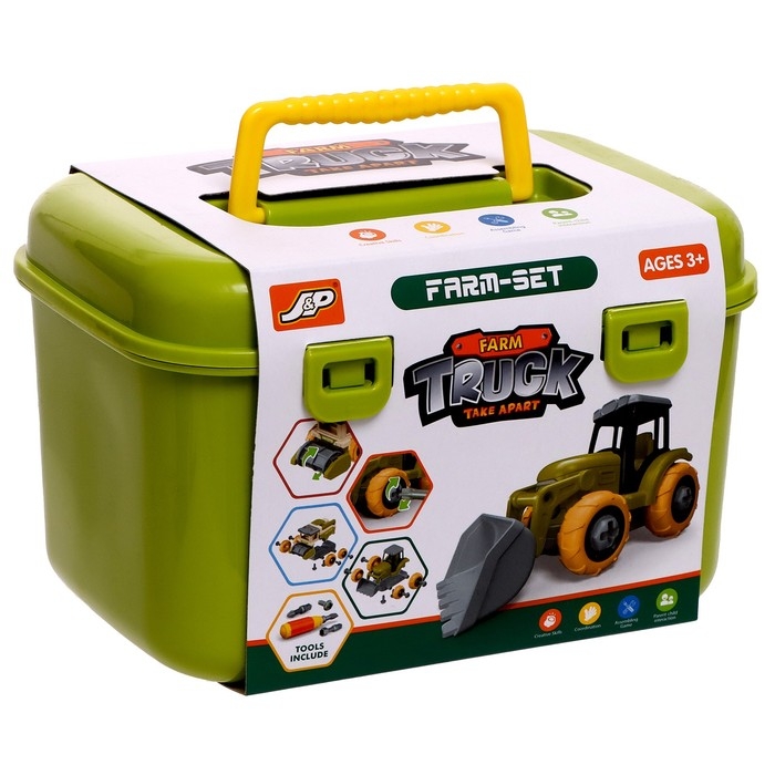 Конструктор винтовой &laquo;Трактор с прицепом&raquo;, с отвёрткой, и аксессуарами