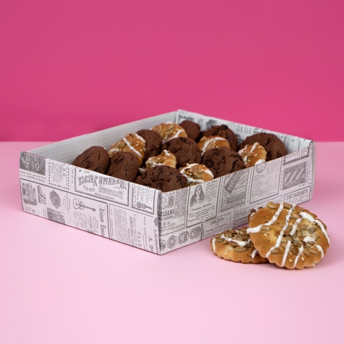 Коробка самосборная, крышка-дно, с окном, &laquo;Газета&raquo; 18 х 15 х 5 см