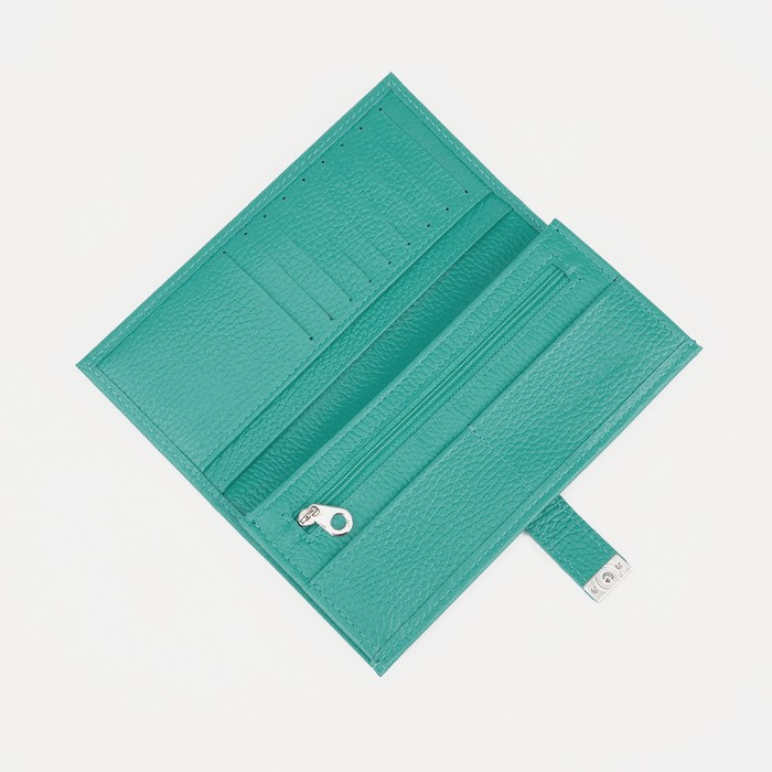 Кошелёк женский на кнопке, цвет бирюзовый