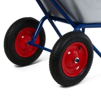 Тачка строительная, двухколёсная: груз/п 200 кг, объём 100 л, синие ручки Тачка строительная, двухколёсная: груз/п 200 кг, объём 100 л, синие ручки