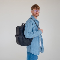 Рюкзак городской TEXTURA из искусственной кожи на молнии, наружный карман, цвет тёмно-синий