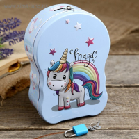 Копилка металл "Единорожек" с ключом 17х6х14 Копилка металл "Единорожек" с ключом 17х6х14