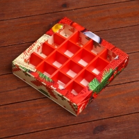 Новый год. Коробка под 16 конфет, 17,7х17,7х3,8 см, кондитерская упаковка