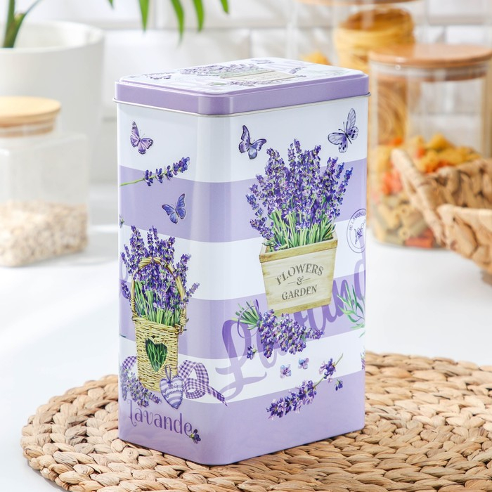 Банка с крышкой для сыпучих продуктов &laquo;Лаванда 2&raquo;, 2,7 л, 13,5&times;21,5 см, цвет сиреневый
