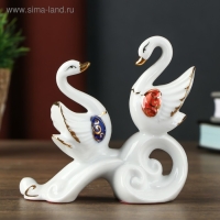 Сувенир керамика "2 белых лебедя на голубой волне"МИКС 10,6х5,5х11 см