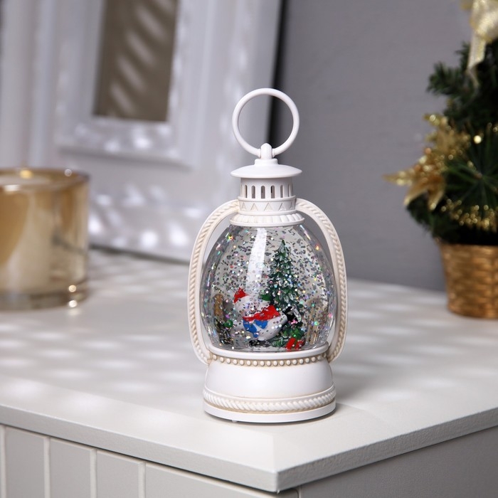 Светодиодная фигура &laquo;Снеговик и ёлка&raquo; 7 &times; 12.5 &times; 6.5 см, пластик, батарейки АААх2 (не в комплекте), свечение тёплое белое