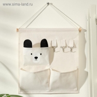 Органайзер подвесной с карманами Доляна &laquo;Мишка&raquo;, 3 отделения, 30&times;34 см, цвет белый