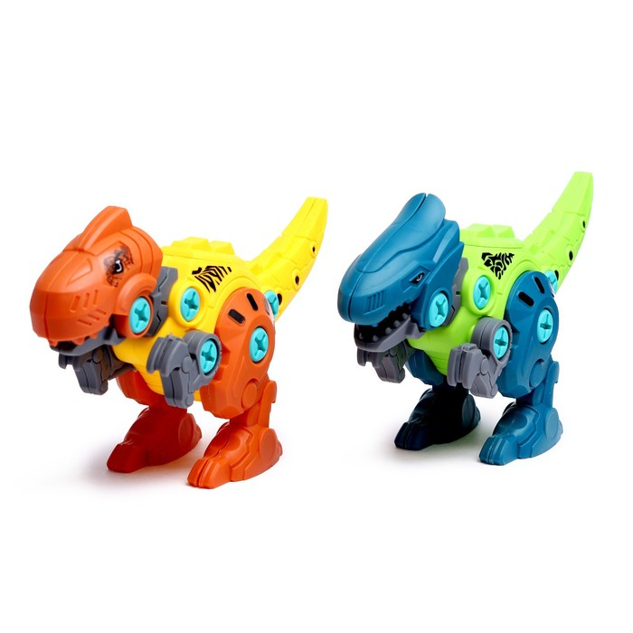 Конструктор винтовой &laquo;Мир динозавров&raquo;, набор 4 штуки, 2 отвёртки 4 карточки, 100 деталей