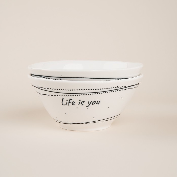 Набор салатников фарфоровых SL Home &laquo;Милый дом&raquo;, 700 мл, d=16 см, цвет белый