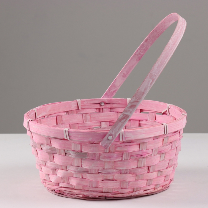 Корзина плетеная, 26х12/30 см, бамбук, сиреневая, розовая, микс
