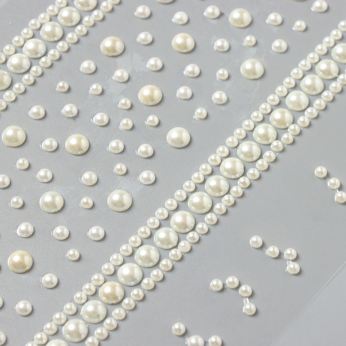 Наклейка пластик стразы "Белые жемчужины" 22,5х11,5 см