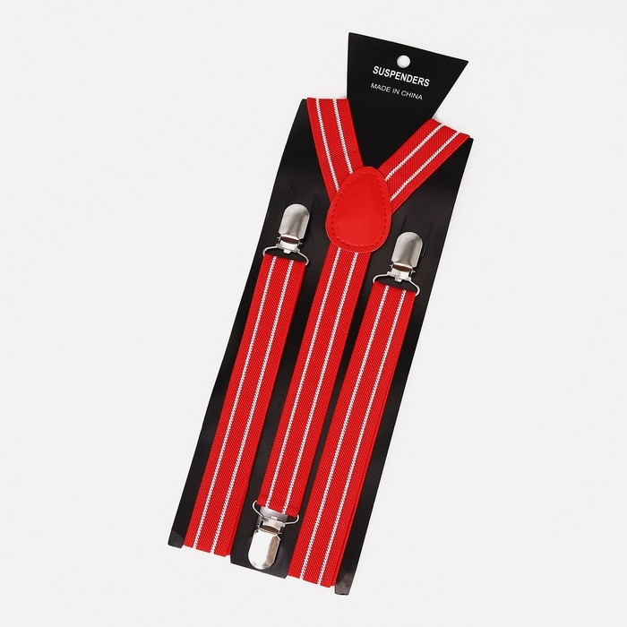 Подтяжки взрослые, ширина 2,5 см, цвет красный/белый Подтяжки взрослые, ширина 2,5 см, цвет красный/белый