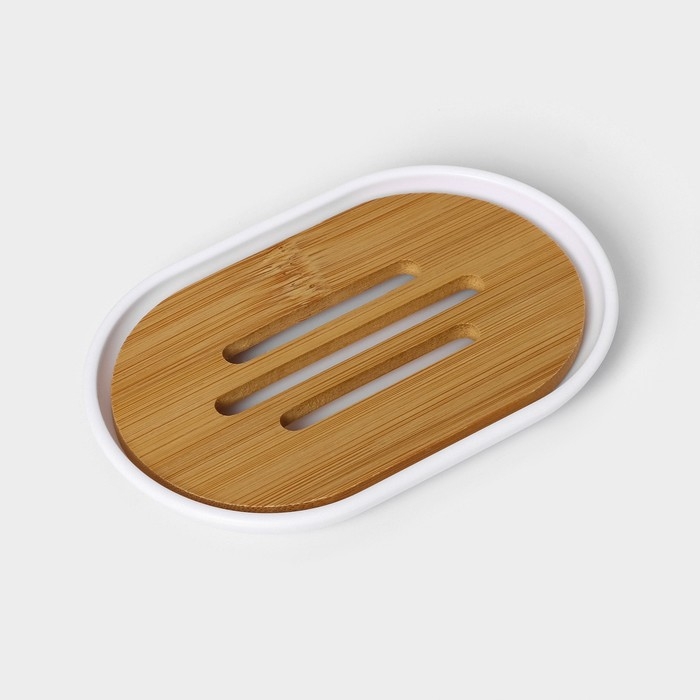 Набор аксессуаров для ванной комнаты SAVANNA &laquo;Вуди&raquo;, 6 предметов (мыльница, дозатор, 2 стакана, ёршик, ведро), цвет белый