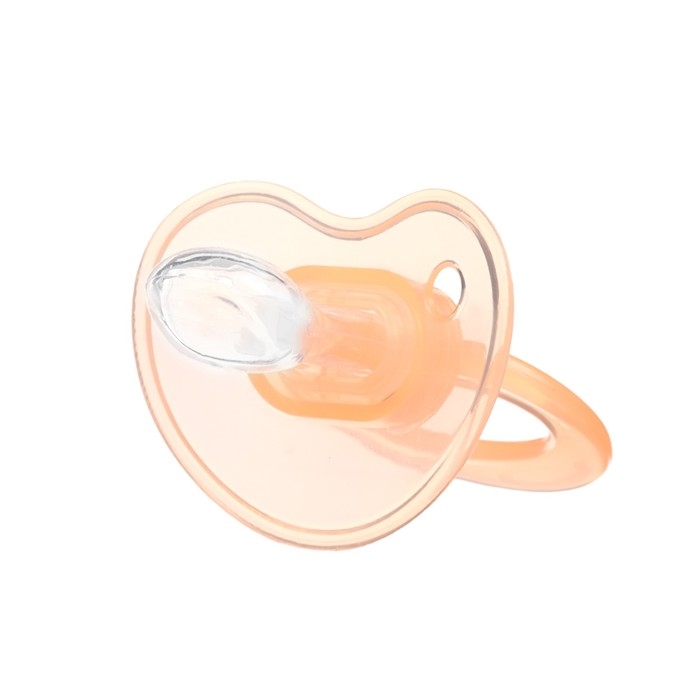 Соска-пустышка ортодонтическая, силикон, +6 мес., с колпачком, цвет персик