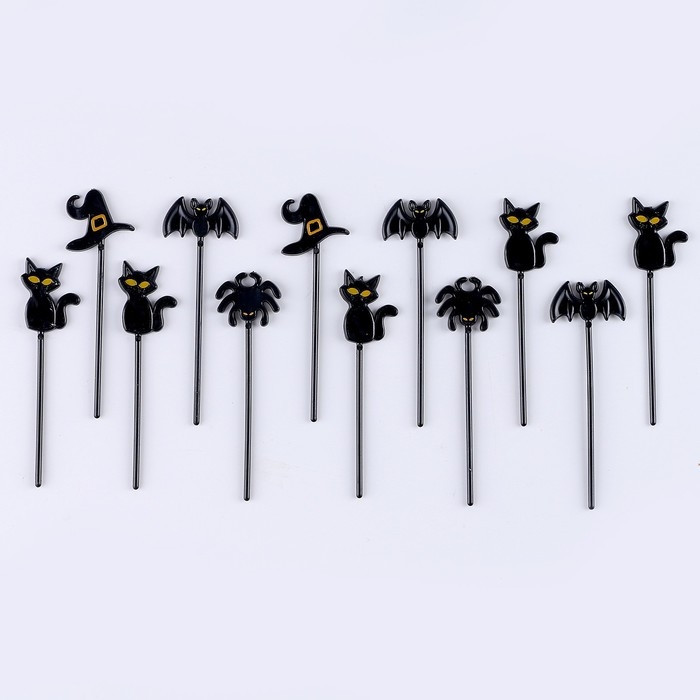 Шпажки &laquo;Хэллоуин&raquo;, в набора 12 шт., цвет чёрный
