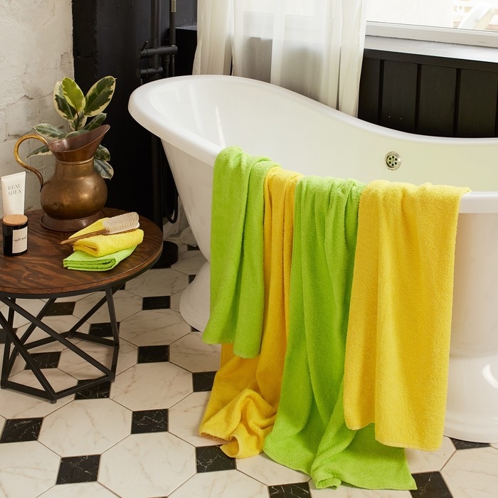 Полотенце махровое Экономь и Я 50*90 см, цв. желтый, 100% хлопок, 320 гр/м2