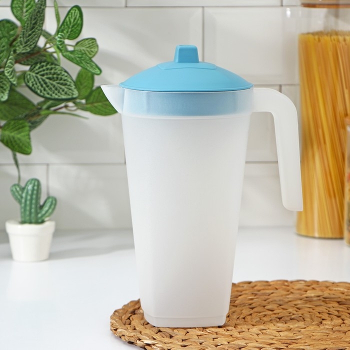 Кувшин с крышкой, 2 л, 20×12×26 см, цвет голубой Кувшин с крышкой, 2 л, 20×12×26 см, цвет голубой