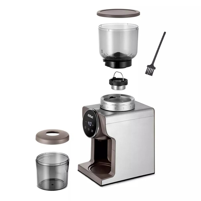 Кофемолка Kitfort КТ-7268, электрическая, жерновая, 160 Вт, 265 г, регулировка помола, серая 1053307 Кофемолка Kitfort КТ-7268, электрическая, жерновая, 160 Вт, 265 г, регулировка помола, серая 1053307