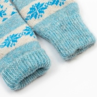 Новый год. Варежки женские шерстяные &laquo;Олень со снежинкой&raquo;, цвет голубой, размер 20-22