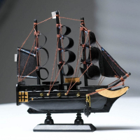 Корабль пиратский шестипушечный &laquo;Гангут&raquo;, черные паруса,16х4х15.5см