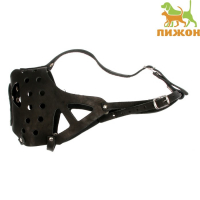 Намордник кожаный цельнокроенный, длина по носу 6,5 см, ОМ 35 см, ротвейлер, чёрный Намордник кожаный цельнокроенный, длина по носу 6,5 см, ОМ 35 см, ротвейлер, чёрный