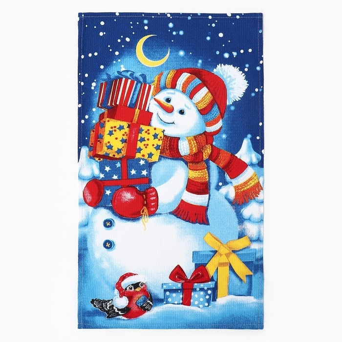 Набор полотенец "Доляна" Снеговик 35х60см-3шт., 100% хл, вафельное полотно 162г/м2