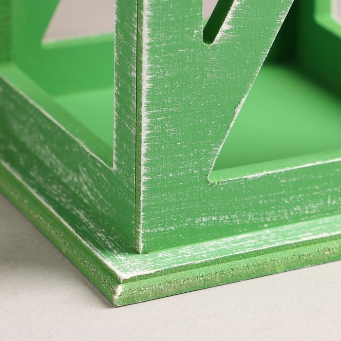 Кашпо деревянное  "Фонарь. Прованс"  17х17х31 см Зелёный