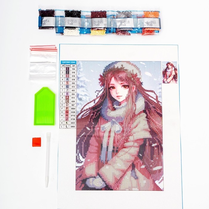 Новогодняя алмазная мозаика с частичным заполнением на холсте «Новый год. Снежная красавица», 20 х 30 см Новогодняя алмазная мозаика с частичным заполнением на холсте «Новый год. Снежная красавица», 20 х 30 см