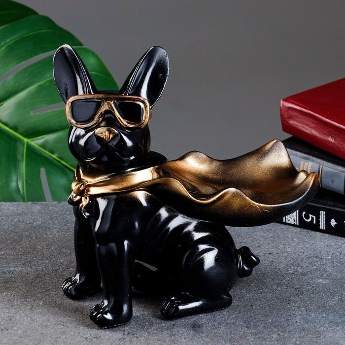 Подставка конфетница Подставка конфетница "Бульдог в плаще" черная, 23х20х13см