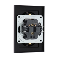 Розетка двухместная TOT Matte Glass, 16 А, скрытая, с з/к, стекло, черная