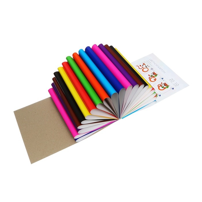 Картон цветной А4, 10 цветов, 20 листов, ErichKrause, мелованный односторонний глянцевый, 170 г/м2, на склейке, схема поделки