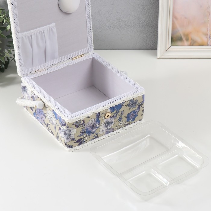 Шкатулка для рукоделия Шкатулка для рукоделия "Сиреневая цветочная поляна" 20х20х11 см