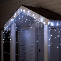 Гирлянда &laquo;Бахрома&raquo; 4 &times; 0.6 м, IP44, прозрачная нить, 180 LED, свечение белое, 8 режимов, 220 В