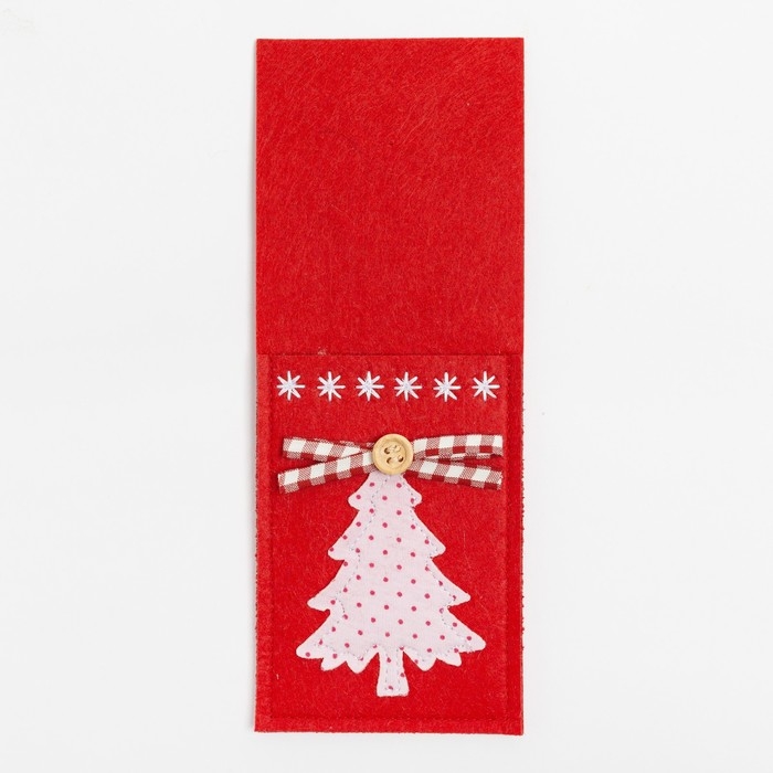 Конверт для столовых приборов «Елочка» 8,5х21 см, 100% п/э, фетр Конверт для столовых приборов «Елочка» 8,5х21 см, 100% п/э, фетр