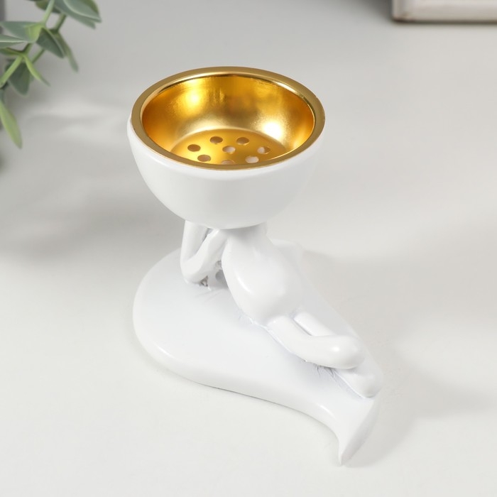 Подставка под благовония полистоун Подставка под благовония полистоун "Человечек лежит" белый 6,1х6,3х10,7 см