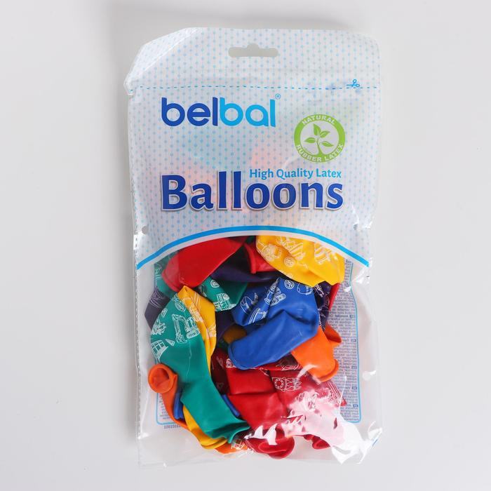 Шар латексный 14 Шар латексный 14" «Виды транспорта», пастель, 5-сторонний, набор 25 шт.