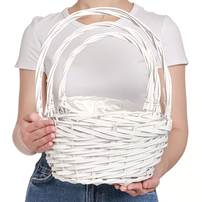 Набор корзин &laquo;Плетёнка&raquo;, 3 шт, 30,5&times;13/34,5 см, 25&times;11/31 см, 20&times;9/25 см, ива