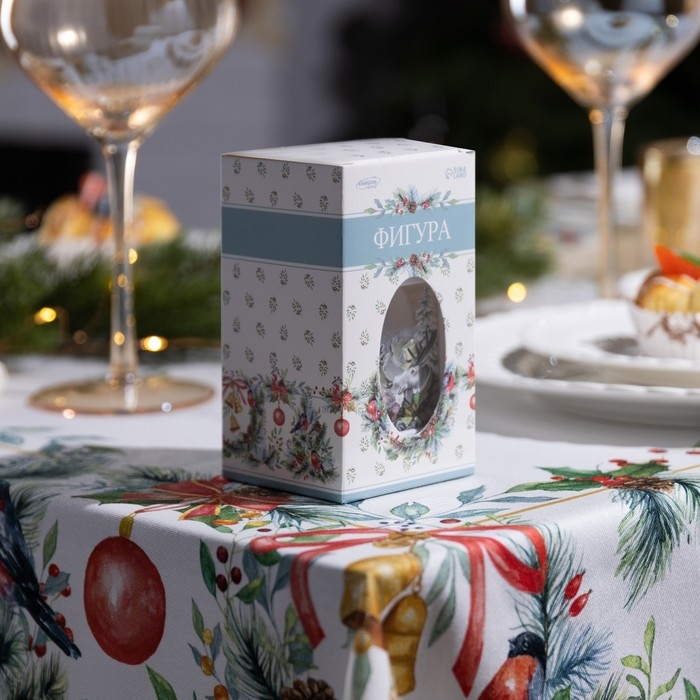 Светодиодная фигура &laquo;Белый фонарь с лосём и косулей&raquo; 6.3 &times; 12 &times; 6.3 см, пластик, батарейки AG13х3 (в комплекте), свечение тёплое белое