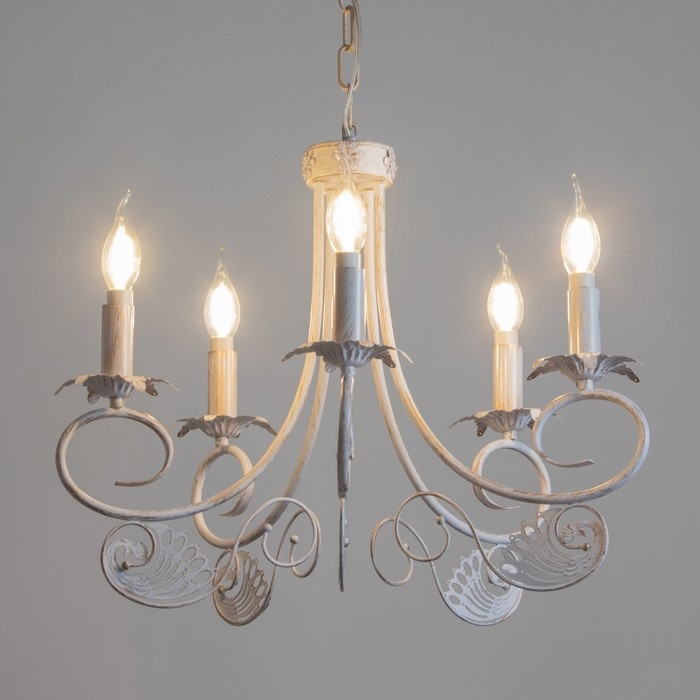 Люстра Люстра "Элессия" 5xE14 40Вт белый с золотой патиной 55х55х41,5-100 см BayerLux