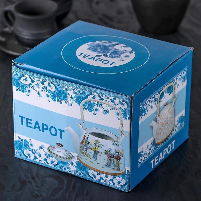 Чайник керамический заварочный с металлическим ситом &laquo;Бабочки&raquo;, 900 мл