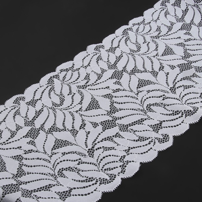 Кружевная эластичная ткань, 180 мм × 2,7 ± 0,5 м, цвет белый Кружевная эластичная ткань, 180 мм × 2,7 ± 0,5 м, цвет белый