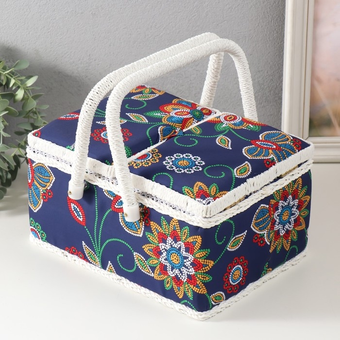 Шкатулка для рукоделия Шкатулка для рукоделия "Цветочная мозаика" 19х26х14,5 см