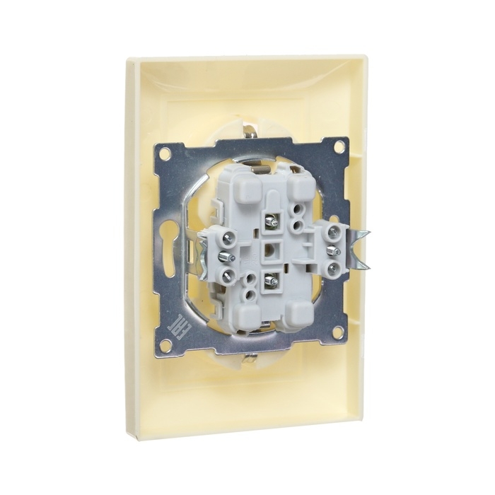 Розетка двухместная Luazon Lighting Розетка двухместная Luazon Lighting "Антей", 16 А, скрытая, с з/к, бежевая