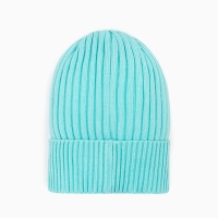 Шапка вязаная для девочки, цвет мятный/сердечко, размер 52-56 Шапка вязаная для девочки, цвет мятный/сердечко, размер 52-56