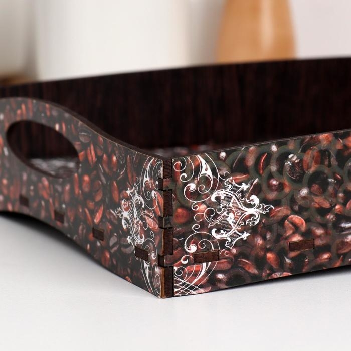 Поднос с ручками "Breakfast", деревянный, 30х20х4,5см